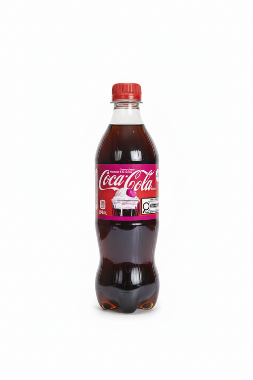 Coca-Cola Cherry Float bottle on a white background