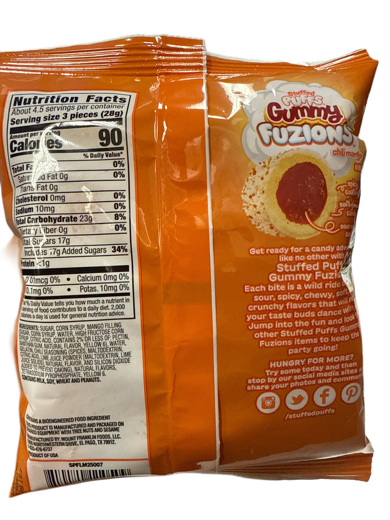Stuffed Puffs Gummy Fuzions Chili Mango Marshmallows 123G - U.S Edition - 24HR Snacks-snacks 24 hours near me in canada from around the world- unique snacks and falvours
