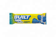Yellow and blue candy bar with 'BUILT' branding on a white background