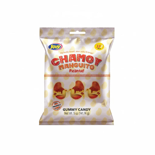 Packaging of Chamoy Manguito gummy candy with Jovy branding on a white background